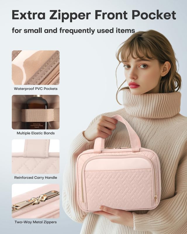 Large Travel Cosmetic Bag with Hanging Hook | WAFRANA